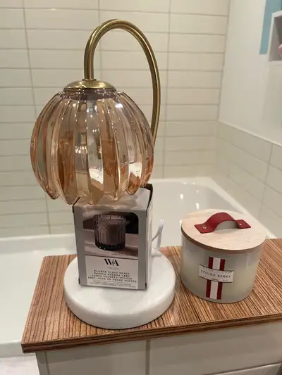 flower glass shade candle warmer lamp, View more