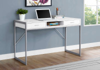 10-004 Desk top With Metal Legs With 2 Drawers & Silver Accents