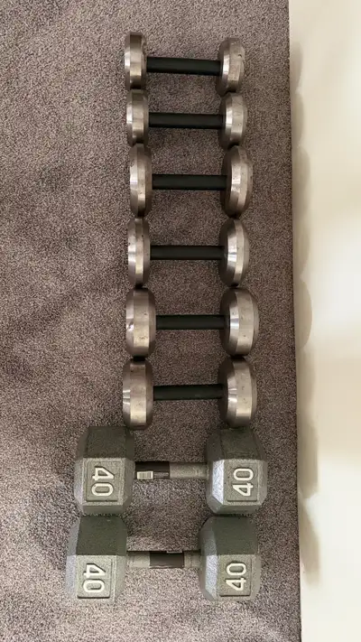 Adjustable bench and dumbbells, View more