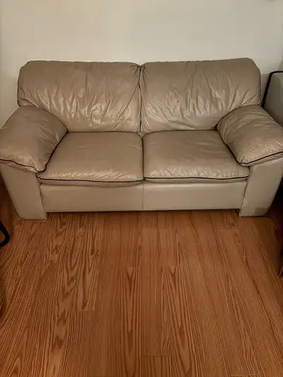 Beige Leather Couch, View more
