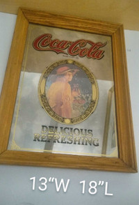 Vintage Coca Cola bar mirror 13"w 18"L