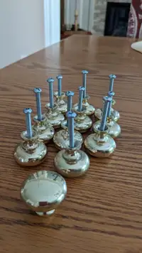 12 Solid brass cabinet knobs hardware