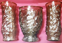 3 Large Vintage Hoosier Crinkle/ Pebble Textured Vases