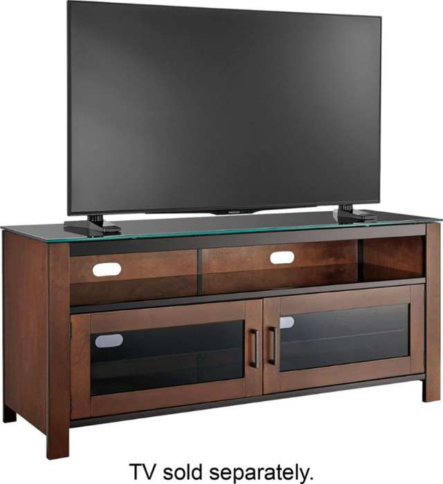 INSIGNIA: 54" MOCHA WOOD, METAL and GLASS FINISH TV STAND in Video & TV Accessories in Burnaby/New Westminster - Image 4