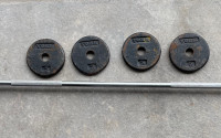 Steel barbell and weights