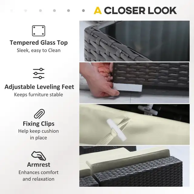 7 Pieces Patio Sofa Outdoor Wicker Sectional Patio Furniture, Da in Patio & Garden Furniture in Markham / York Region - Image 8