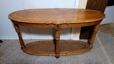 Beautiful console table with a rattan mesh lower shelf. In good condition. 48"L×26.5"H×17"D CHECK OU...