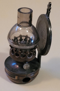 Vintage Die Cast Copper Miniature Oil Lamp Pencil Sharpener
