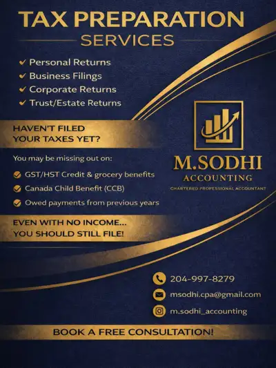 Tax Season Is Here – File With a CPA Personal Tax Filing Starting at $45 Self Employment Tax Filing...
