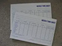 2 Weekly Time Sheet Pads + Arch File + Data Binder +- $5 lot