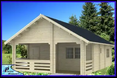 811 SQ/FT Bunkie Cabin Cottage Log House Basic Kit