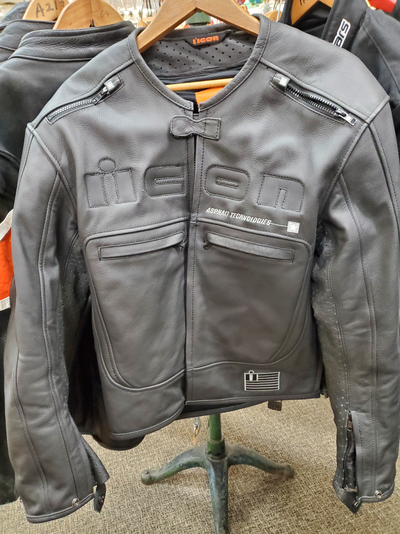 ICON men's leather motorcycle jacket, View more