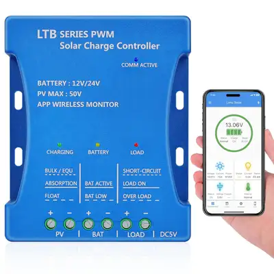 Je parle francais aussi -Selling brand new 20A Bluetooth Solar Charge Controller 12V/24V Auto Matchi...