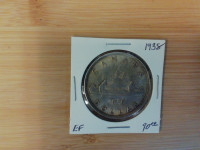 1938 Canada $1       80% silver EF coin!!