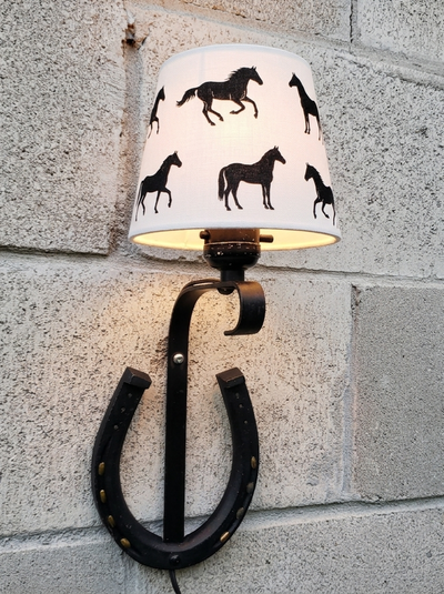 Antique Iron Horseshoe Lamp ~ MADE IN USA (shade not included), View more