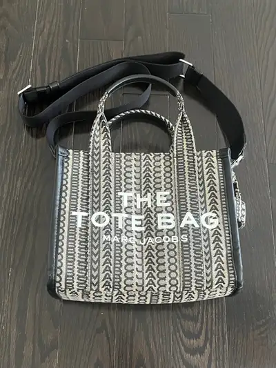 Marc Jacobs The Monogram Small Canvas Tote Bag, Black & Gray, View more