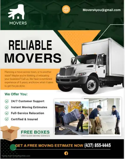 Same Day Movers ☎️ 437-855-4445 : Mike TRUSTED | RELIABLE | REGISTERED ☆ PROFESSIONAL MOVING COMPANY...