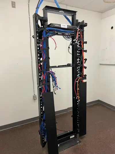 Network Rack with Cables and Century Fiber Optics Patch Panel, View more
