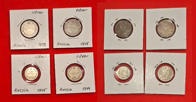 4 Russian silver coins 1909-1915 (tsar Nicholas II)63771549517955120