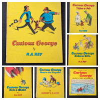 Lot of 6 Curious George monkey children kids books 1947 - 1984