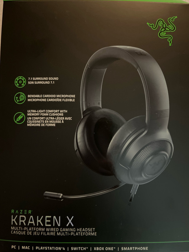 Razer Kraken X 7.1 surround sound wired gaming headset in Speakers, Headsets & Mics in Saskatoon