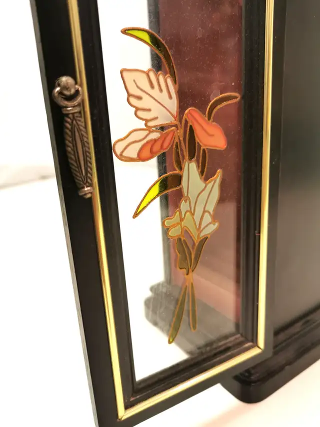 1970s Mele Black Jewelry Box Armoire Glass Door Tall Dresser in Jewellery & Watches in Markham / York Region - Image 6