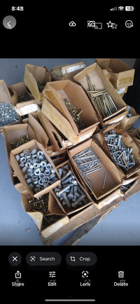 Pallet of nuts bolts and washers