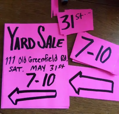 Yard sale 111 Old Greenfield Road, Valley , NS , B6L 3Y9 7am- 10am 902 956 1142 there will be a 1$ ,...