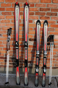 Rossignol Cut alpine skis 2 pairs 170 cm, 140 cm with polesTwo