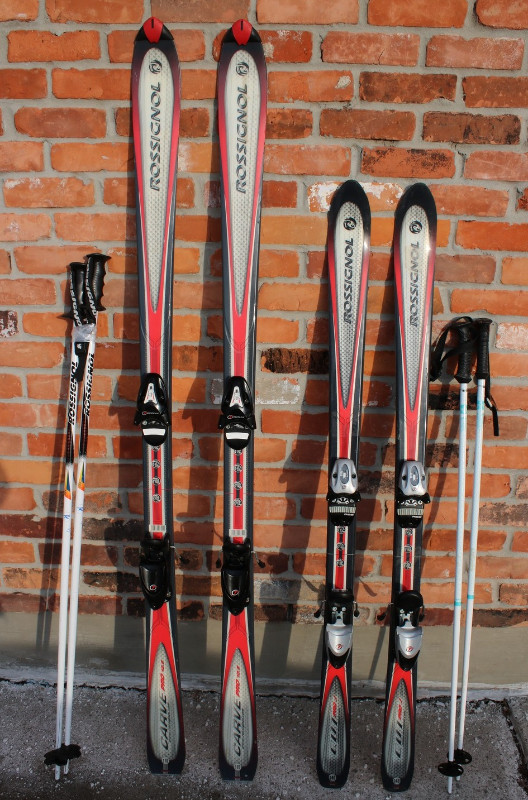 Rossignol Cut alpine skis 2 pairs 170 cm, 140 cm with polesTwo in Ski in City of Toronto
