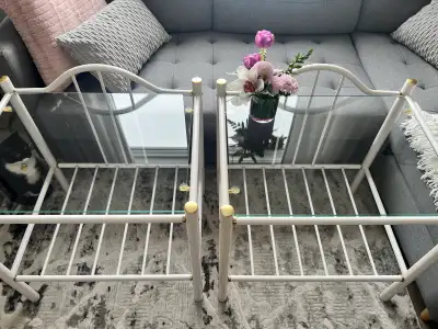 2 WHITE VINTAGE NIGHT STANDS, View more