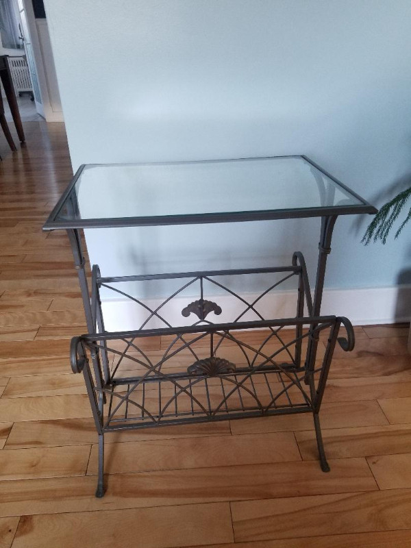 Glass and Metal Side Table with Storage in Other Tables in Ottawa