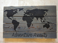 Wooden barn board "Adventure Awaits" Art