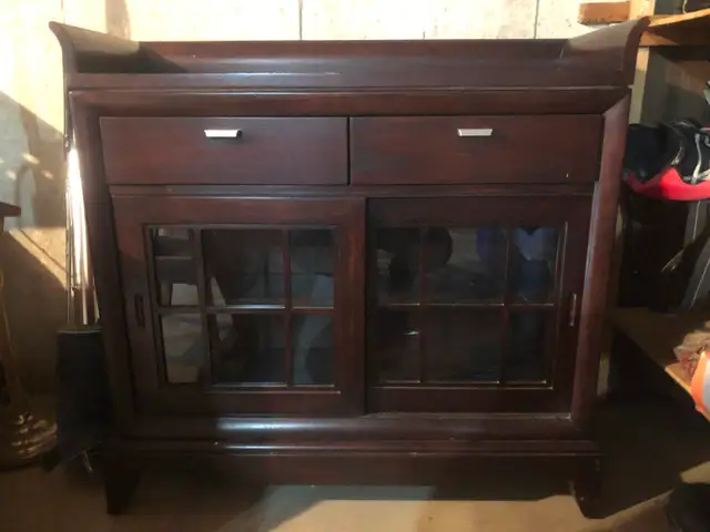 Solid Wood Sideboard / Buffet Cabinet with Glass Doors in Hutches & Display Cabinets in London - Image 2
