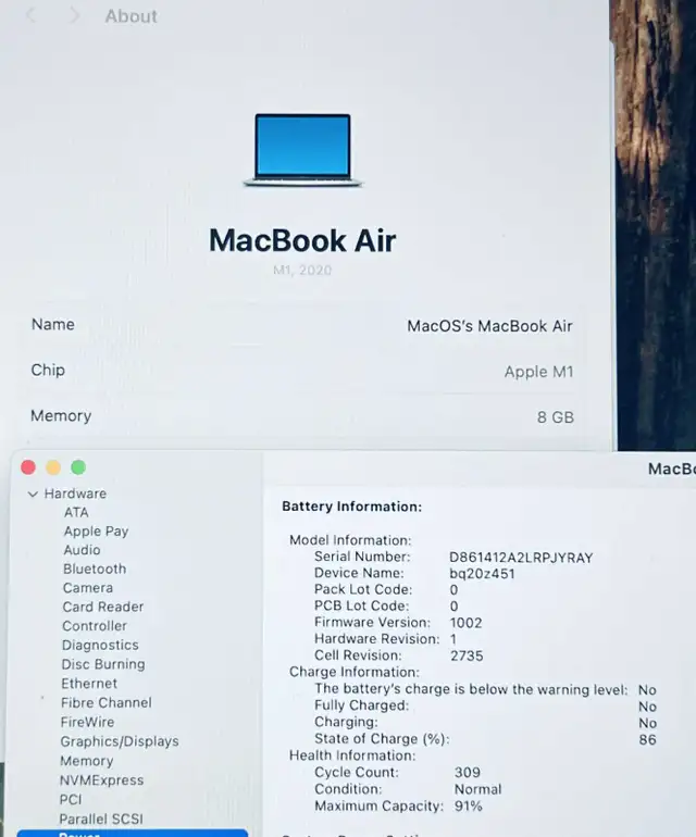 Macbook Air M1 2020 256GB SSD Latest MacOS62863265864193121