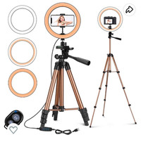 10" Selfie Ring Light with Tripod Stand & Phone Holder, LED Ring