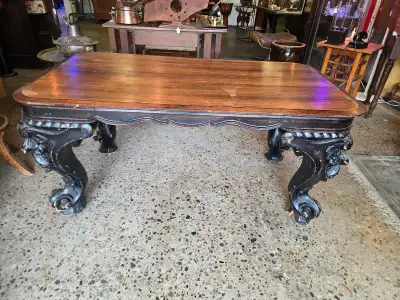 Antique Carved Wood Table/Desk, View more