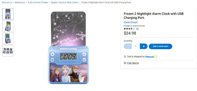 Frozen 2 Nightlight Alarm Clock with USB Charging Port. in General Electronics in Mississauga / Peel Region - Image 2