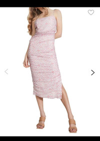 Bardot Ditsy Ruched Midi pink floral Slip Dress