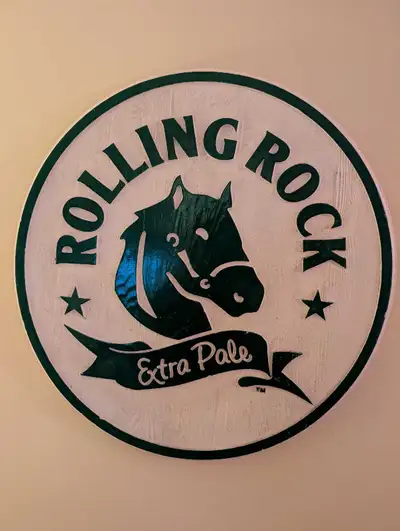 Vintage large Rolling Rock Beer Bar Sign, View more