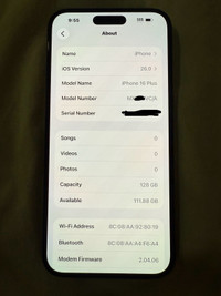 Iphone 16 plus 128 gb 100% battery health black titanium fully u