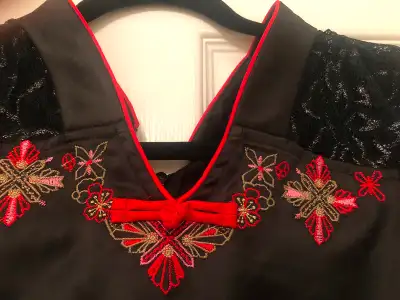 Brand new black satin mandarin dress  size 4 (L), View more
