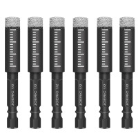 New Black Hex Shank 1/2" Dry Diamond Drill Bit Set, 6PCS 12mm