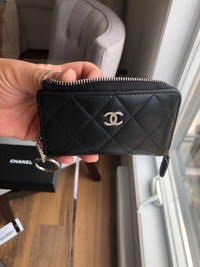 Authentic Chanel zipper card + keys holder