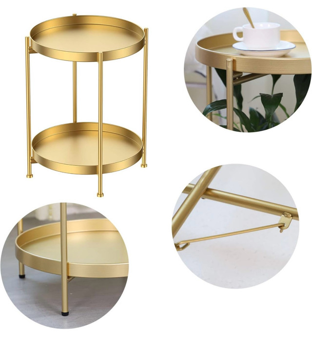 Round Side Table Gold Metal in Other Tables in Markham / York Region - Image 2