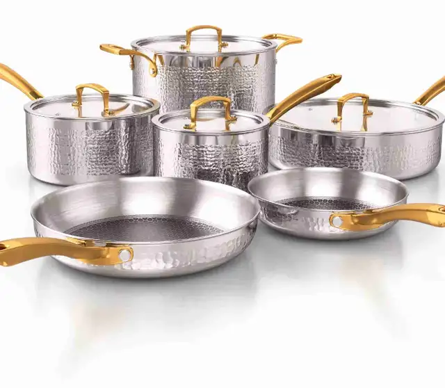 10-Piece Tri-Ply Honeycomb Nonstick stainless Steel Cookware in Kitchen & Dining Wares in Mississauga / Peel Region - Image 2