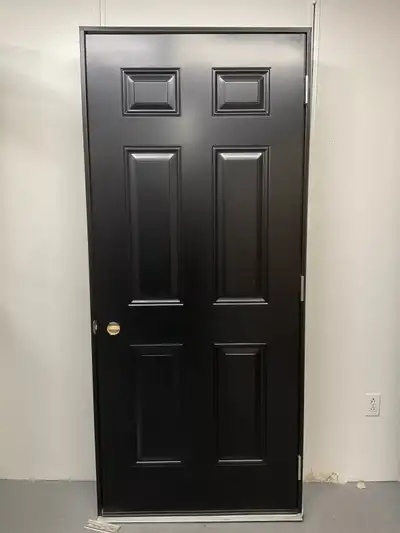 1291PA Porte d’acier 34″D Noire Porte cabanon seuil plat, View more