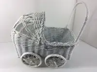 Vintage Style Mini Wicker Baby Carriage