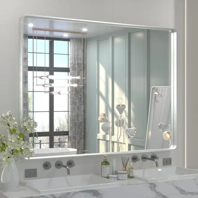 TETOTE 48 x 36 Inch Silver Mirrors for Bathroom, Brushed Silver in Home Décor & Accents in Calgary - Image 5