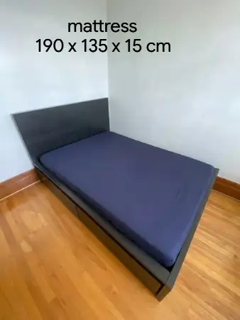 Lit Full avec sommier à lattes, tiroirs de rangement et matelas, View more